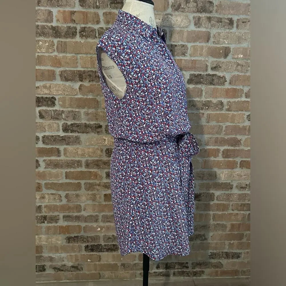 Tory burch Gigi silk shirt dress front tie red white and blue mini size 8